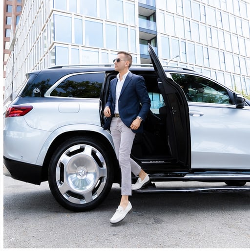 Alan Martinez arriving in a Maybach for private real estate advisory